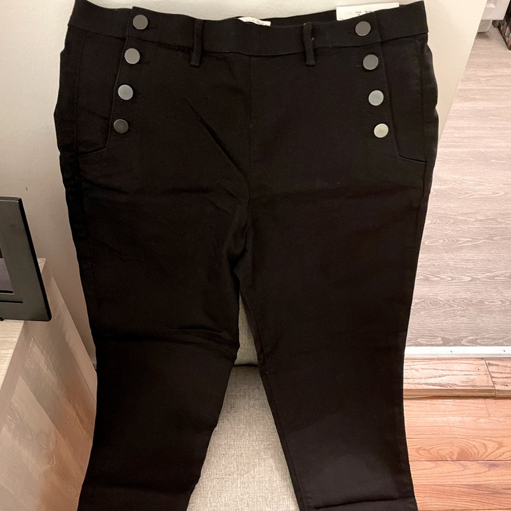 Loft Modern Skinny Black Sailor Front Pants